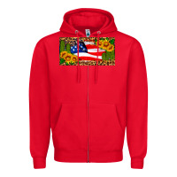 Red usa flag and cactus license plate Zipper Hoodie - HRA Design Shop