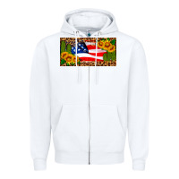 White usa flag and cactus license plate Zipper Hoodie - HRA Design Shop