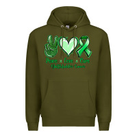 Army Green Peace love cure Gallbladder Cancer Premium Hoodie - NancyCooperArtShop