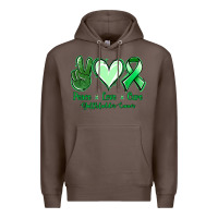 Coffee Peace love cure Gallbladder Cancer Premium Hoodie - NancyCooperArtShop