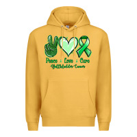 Mustard Peace love cure Gallbladder Cancer Premium Hoodie - NancyCooperArtShop