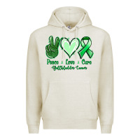 Oatmeal Heather Peace love cure Gallbladder Cancer Premium Hoodie - NancyCooperArtShop