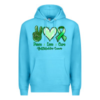 Ocean Blue Peace love cure Gallbladder Cancer Premium Hoodie - NancyCooperArtShop