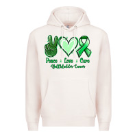 Pale Pink Peace love cure Gallbladder Cancer Premium Hoodie - NancyCooperArtShop