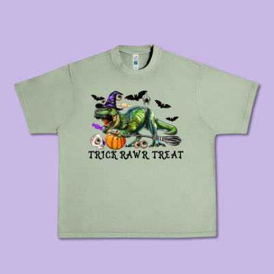 T-rex Trick Rawr Treat Urban Heavy Tee Designed By Ranaportraitstore