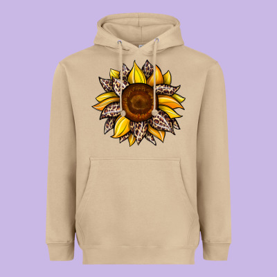 Sunflower Leopard Heavyweight Hoodie Designed By Jahusdesignshop