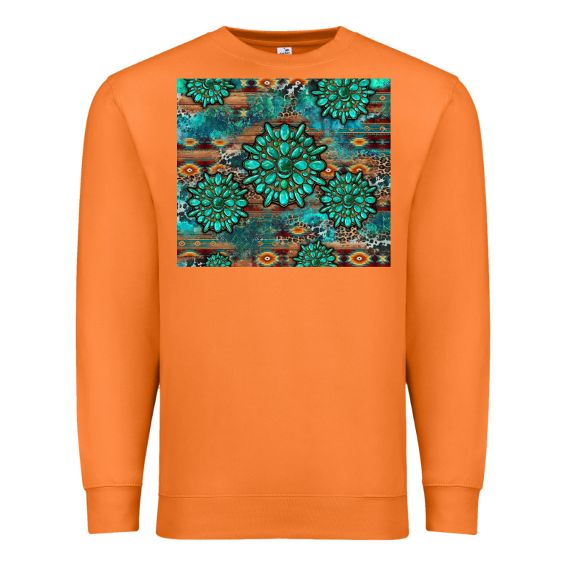 Gemstone Turquoises Aztec Leopard Cowhide Premium Sweatshirt by Artiststas | Teevron