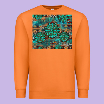 Gemstone Turquoises Aztec Leopard Cowhide Premium Sweatshirt Designed By Artiststas