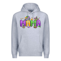 Heather Grey mardi gras mama Premium Hoodie - MaliasSmallBusiness