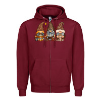 Burgundy coffee gnomes Zipper Hoodie - RacoonDesign