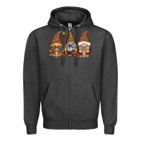 Charcoal Heather coffee gnomes Zipper Hoodie - RacoonDesign