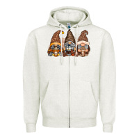 Oatmeal Heather coffee gnomes Zipper Hoodie - RacoonDesign