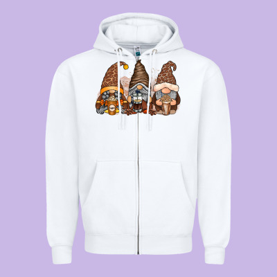Coffee Gnomes Zipper Hoodie Designed By Racoondesign