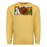 Antique Gold baby goats and sunflower and cactus with cowhide license plate Premium Sweatshirt - Artiststas