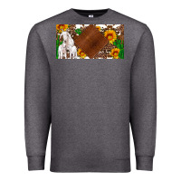 Charcoal Heather baby goats and sunflower and cactus with cowhide license plate Premium Sweatshirt - Artiststas