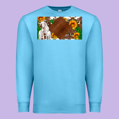 Baby Goats And Sunflower And Cactus With Cowhide License Plate Premium Sweatshirt Designed By Artiststas
