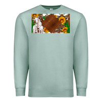 Seafoam baby goats and sunflower and cactus with cowhide license plate Premium Sweatshirt - Artiststas