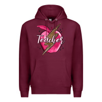 Burgundy teacher lightning bolt valentine s day Premium Hoodie - MaliasSmallBusiness
