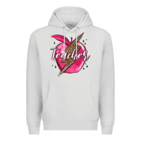 Dove Grey teacher lightning bolt valentine s day Premium Hoodie - MaliasSmallBusiness