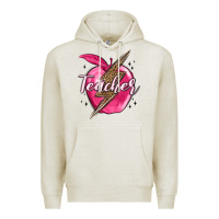 Oatmeal Heather teacher lightning bolt valentine s day Premium Hoodie - MaliasSmallBusiness