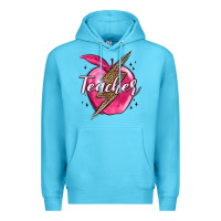 Ocean Blue teacher lightning bolt valentine s day Premium Hoodie - MaliasSmallBusiness