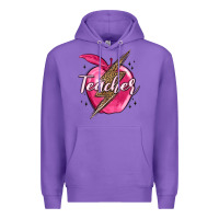 Purple teacher lightning bolt valentine s day Premium Hoodie - MaliasSmallBusiness