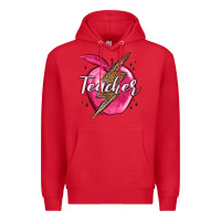 Red teacher lightning bolt valentine s day Premium Hoodie - MaliasSmallBusiness