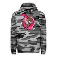 Slate Camo teacher lightning bolt valentine s day Premium Hoodie - MaliasSmallBusiness