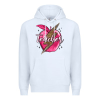 White teacher lightning bolt valentine s day Premium Hoodie - MaliasSmallBusiness