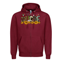 Burgundy christmas nurse sunflower Zipper Hoodie - FaDigitalArtStudio