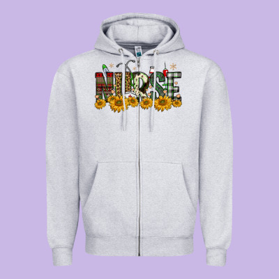 Christmas Nurse Sunflower Zipper Hoodie Designed By Fadigitalartstudio