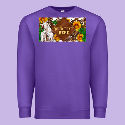 (preview)baby Goats And Sunflower And Cactus With Cowhide License Plat Premium Sweatshirt Designed By Artiststas