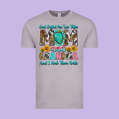 Vintage Tee god gifted me two titles mom and grandma and i roc