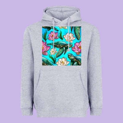 Sea Turtle Seamless Pattern Heavyweight Hoodie Designed By Bundleandbundleshop