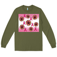 Army Green breast cancer awareness sunflower Long Sleeve Tee - RanaPortraitStore