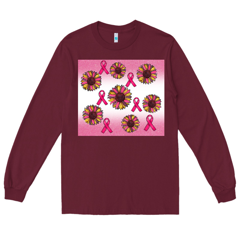Breast Cancer Awareness Sunflower Long Sleeve Tee by RanaPortraitStore | Teevron