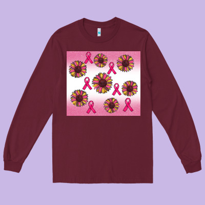 Breast Cancer Awareness Sunflower Long Sleeve Tee Designed By Ranaportraitstore