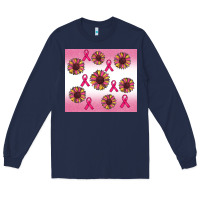 Navy breast cancer awareness sunflower Long Sleeve Tee - RanaPortraitStore