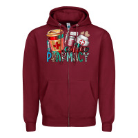 Burgundy coffee pharmacy Zipper Hoodie - RacoonDesign