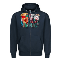 Navy coffee pharmacy Zipper Hoodie - RacoonDesign