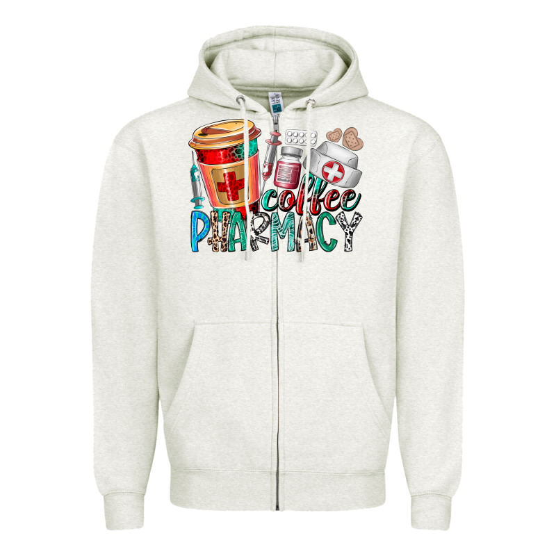 Coffee Pharmacy Zipper Hoodie by RacoonDesign | Teevron