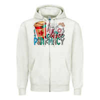 Oatmeal Heather coffee pharmacy Zipper Hoodie - RacoonDesign