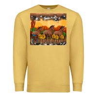 Antique Gold western horses and  sunset with sunflowers Premium Sweatshirt - Artiststas
