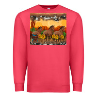 Cardinal western horses and  sunset with sunflowers Premium Sweatshirt - Artiststas