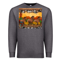 Charcoal Heather western horses and  sunset with sunflowers Premium Sweatshirt - Artiststas