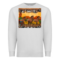 Dove Grey western horses and  sunset with sunflowers Premium Sweatshirt - Artiststas
