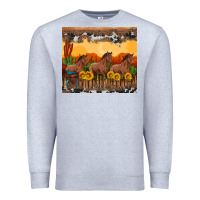 Heather Grey western horses and  sunset with sunflowers Premium Sweatshirt - Artiststas