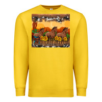 Lemon western horses and  sunset with sunflowers Premium Sweatshirt - Artiststas