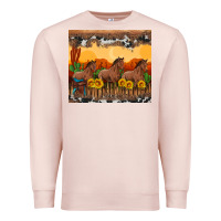 Pale Pink western horses and  sunset with sunflowers Premium Sweatshirt - Artiststas