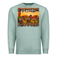 Seafoam western horses and  sunset with sunflowers Premium Sweatshirt - Artiststas
